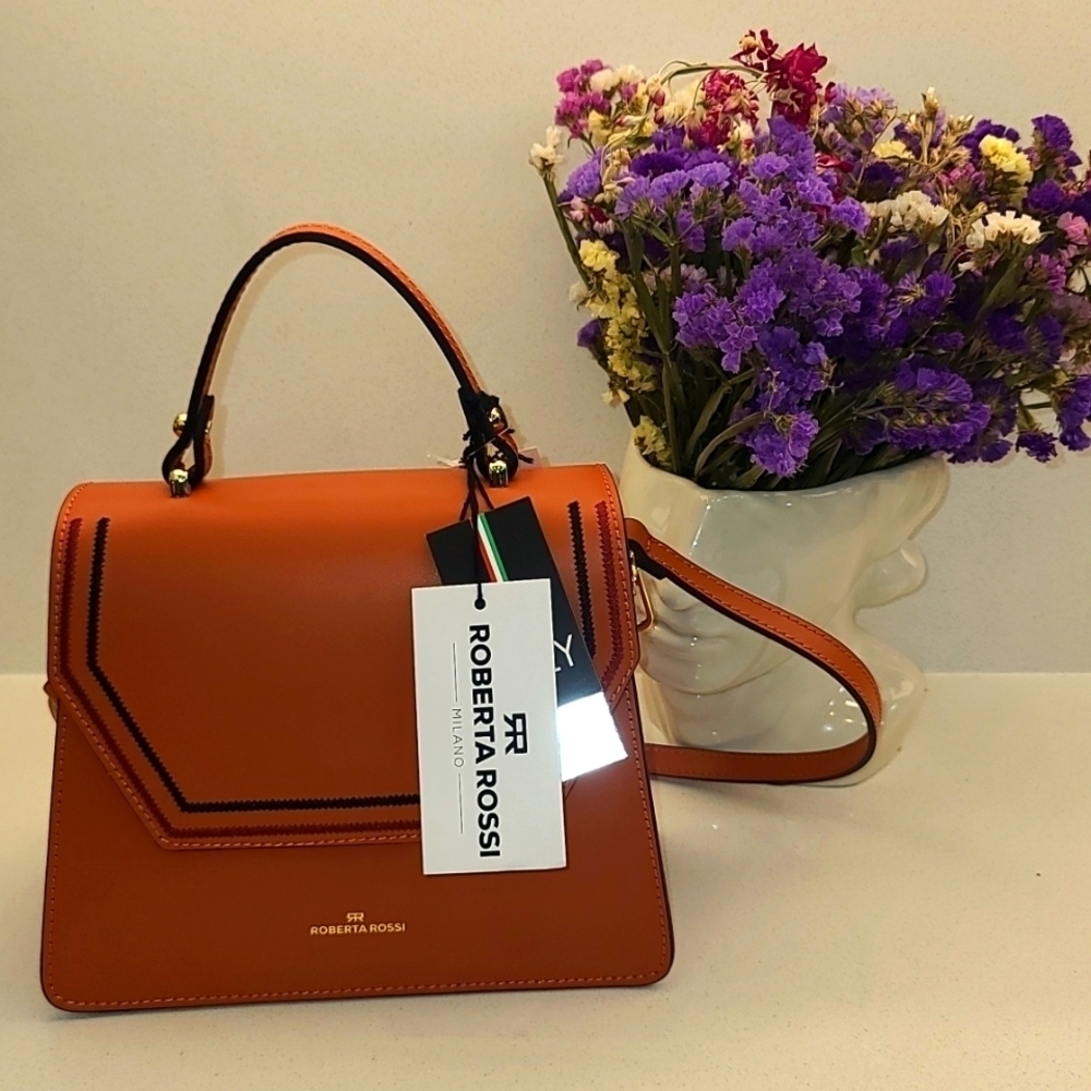 NWT Roberto rossi leather tophandle bag x12 zucca s29 Italy